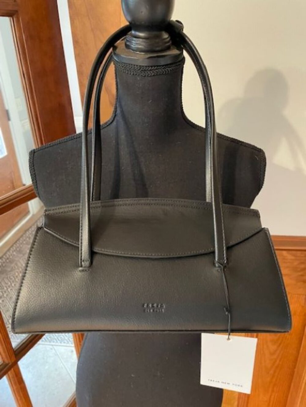 Freja New York Caroline Black Grain Vegan Leather Handbag